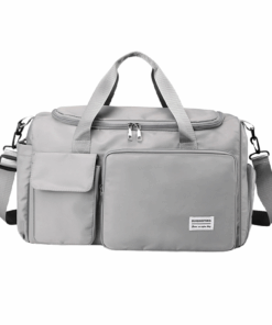 Dry and Wet Separation Sports Gym Bag Duffle Bag with Shoes Compartment - Light Grey