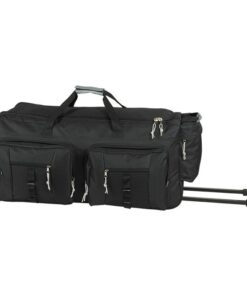 Dual Front Pocket Rolling Travel Duffel - Black