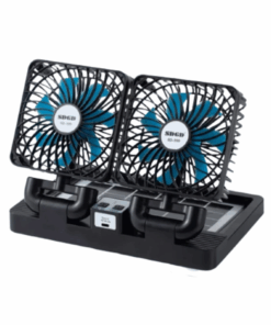 Dual Head Solar Powered Car electric fan with 3 adjustable levels