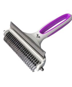 Dual-Sided Pet Grooming Brush Knotting Comb for Dogs & Cats - Purple
