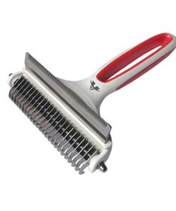 Dual-Sided Pet Grooming Brush Knotting Comb for Dogs & Cats - Red