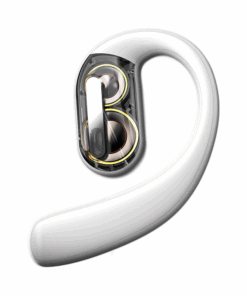 Dual Speaker Single Ear Wireless Earphones - White