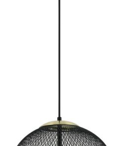 Dual-Tiered Mesh and Polished Gold Globe Pendant Light - PEN861 Black