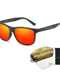 Dubery Men's Stealth Carbon Polarized Sunglasses - Orange