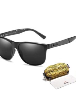 Dubery Men's Stealth Carbon Polarized Sunglasses + Yellow Pouch & Lib Balm