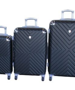 Durable 3-Piece ABS Luggage Set with Spinner Wheels & Built-in Lock - Black