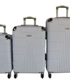 Durable 3-Piece ABS Luggage Set with Spinner Wheels, Combination Lock-White