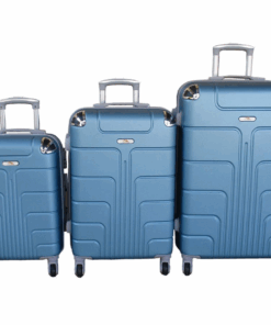 Durable 3-Piece ABS Luggage Set with Spinner Wheels, Telescopic Handle - Blue