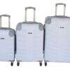 Durable 3-Piece White ABS Luggage Set with Spinner Wheels&Combination Locks