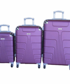 Durable ABS 3-Piece Luggage Set - Purple, Spinner Wheels, Built-In Lock