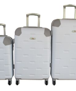 Durable ABS 3-Piece Luggage Set - White, Spinner Wheels, Telescopic Handle