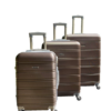 Durable ABS 3-Piece Luggage Set with Spinner Wheels & Lock - Brown