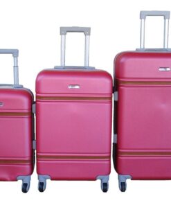 Durable ABS 3-Piece Spinner Luggage Set - Maroon, Hardshell with Lock