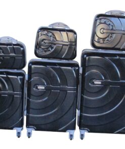 Durable ABS 6Piece Black Luggage Set with Spinner Wheels & Combination Lock