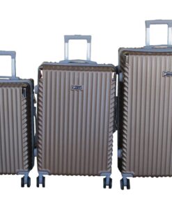Durable ABS Luggage Set - Champagne/Bronze, Spinner Wheels - 3-Piece