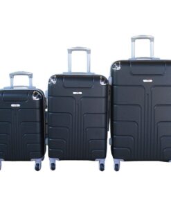 Durable ABS Luggage Set - Spinner Wheels and Built-in Locks, Black - 3-Piece