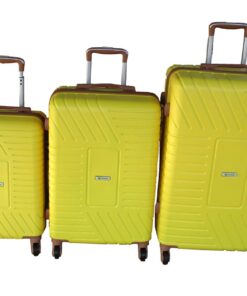 Durable ABS Luggage Set - Yellow, Lightweight with Handles and Wheels - 3-Piece