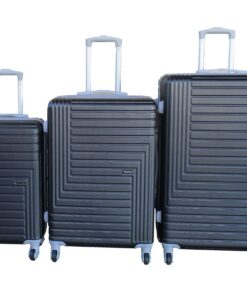 Durable Black ABS Luggage Set - Lightweight, Water Resistant, 3-Piece