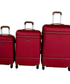 Durable Maroon 3Piece ABS Luggage Set with Spinner Wheels&Telescopic Handle