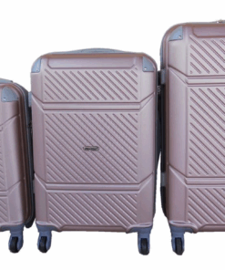 Durable Pink ABS 3-Piece Luggage Set with Spinner Wheels & Combination Lock