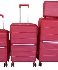 Durable Red PP Material Luggage Set with Spinner Wheels & Locks-4Pieces