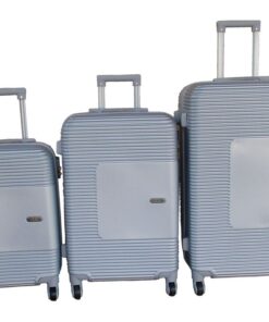 Durable Silver-Grey ABS Luggage Set with Security Features and Smooth Wheels