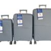 Durable Silver PP Material Luggage Set with Spinner Wheels & Lock,3 Sizes