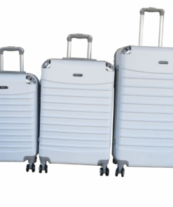 Durable White ABS Luggage Set with Spinner Wheels and Telescopic Handle