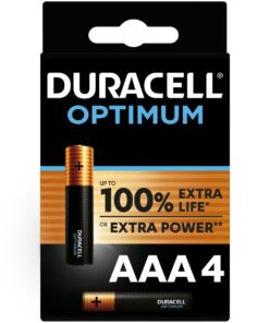 Duracell Optimum AAA Alkaline Batteries, 1.5V LR03 MX2400 - 4 pack
