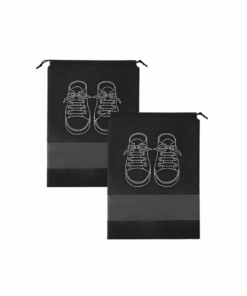 Dust-Proof Drawstring Shoe Travel Bag - 44 x 32cm - 2 Pack - Black