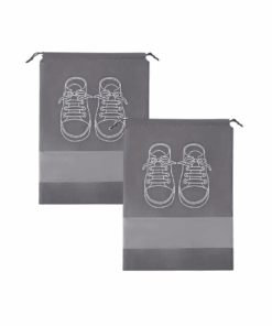 Dust-Proof Drawstring Shoe Travel Bag - 44 x 32cm - 2 Pack - Grey