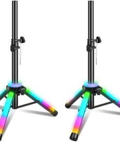DW LED Multi Colors Dj Speaker Stands Adjustable 25-39 Inch - Set Of 2