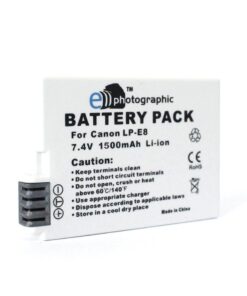 E-Photographic High Capacity 1500 mAh Lithium Battery- replaces Canon LP-E8