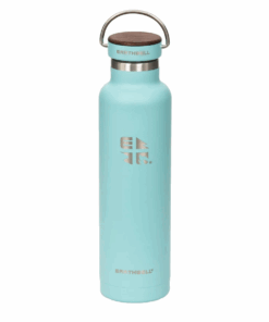 Earthwell - Double Wall S/Steel Vacuum Insulated - Woodie Bottle - 650 ml - Aqua Blue - Walnut Cap