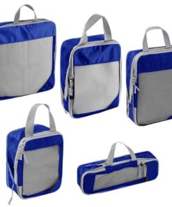 EasiPack Premium 5 Piece Collapsible Compression Packing Cubes - Navy Blue