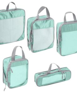 EasiPack Premium 5 Piece Collapsible Compression Packing Cubes - Teal