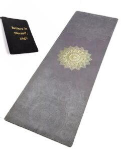 Eco Friendly Digital Printed Microfiber Suede Rubber Foldable Yoga Mat - Grey