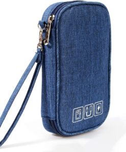 Electronic Accessories Bag Waterproof Double Layers Cable Organizer Bag - Blue