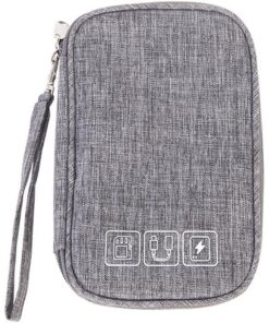 Electronic Accessories Bag Waterproof Double Layers Cable Organizer Bag - Grey