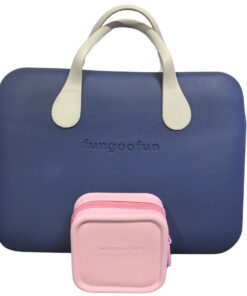 Elegant Cosmetic Bag Combo Set - Navy Blue and Pink