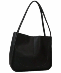 Elegant Curved Shoulder Tote Bag - Black