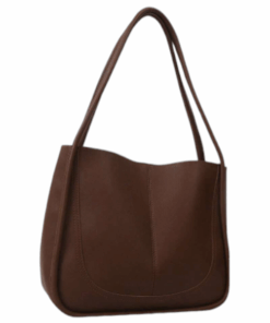 Elegant Curved Shoulder Tote Bag - Brown