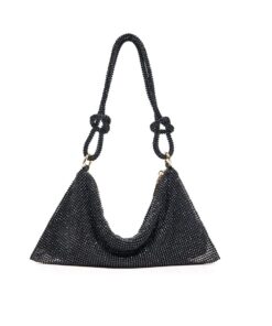 Elegant Diamante Bling Rhinestone Evening Handbag - Black