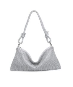 Elegant Diamante Bling Rhinestone Evening Handbag - Silver