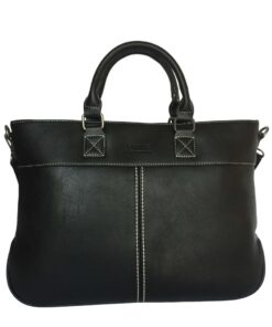 Elegant Stitched Laptop Bag - Black