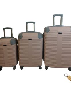 Elegant Travel Essentials: 3-Piece Powder Pink Luggage Set+Smte Keyring