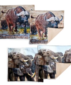 Elephant and Buffalo Luxury Scatter Covers By Delene Lambert - Set of 4