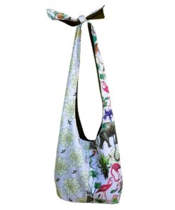 Elephant & Flamingo Vintage Animal Cossbody Shoulder Boho Bag