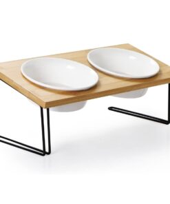 Elevated Raised Dog Bowl Feeder Stand With Double Bowls Feeding Station