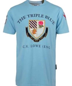 Ellis Rugby - Men's Retro England Rugby T-Shirt Triple Blue Sky - S